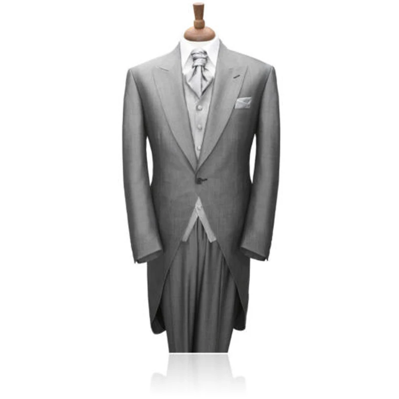 FOLOBE New Custom Made Fashion Grey font b Mens b font Tuxedo Slim Fit Groom Tuxedos