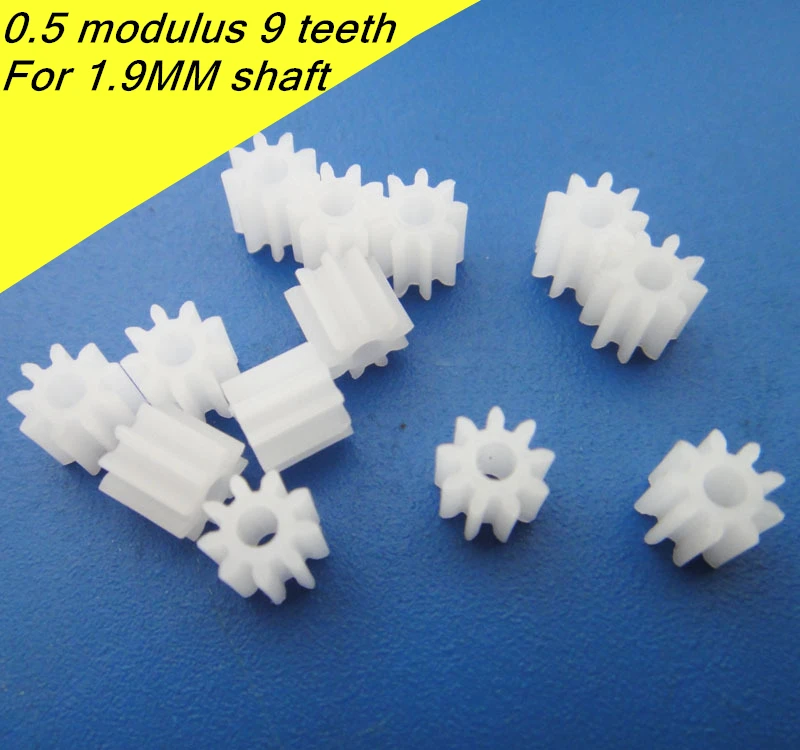 10 шт. 0,5 M 9 T 0,5 modulus 9 зубьев, для 1,9 мм вала двигателя, DIY аксессуары модели робота, четыре привода пластиковые шестерни
