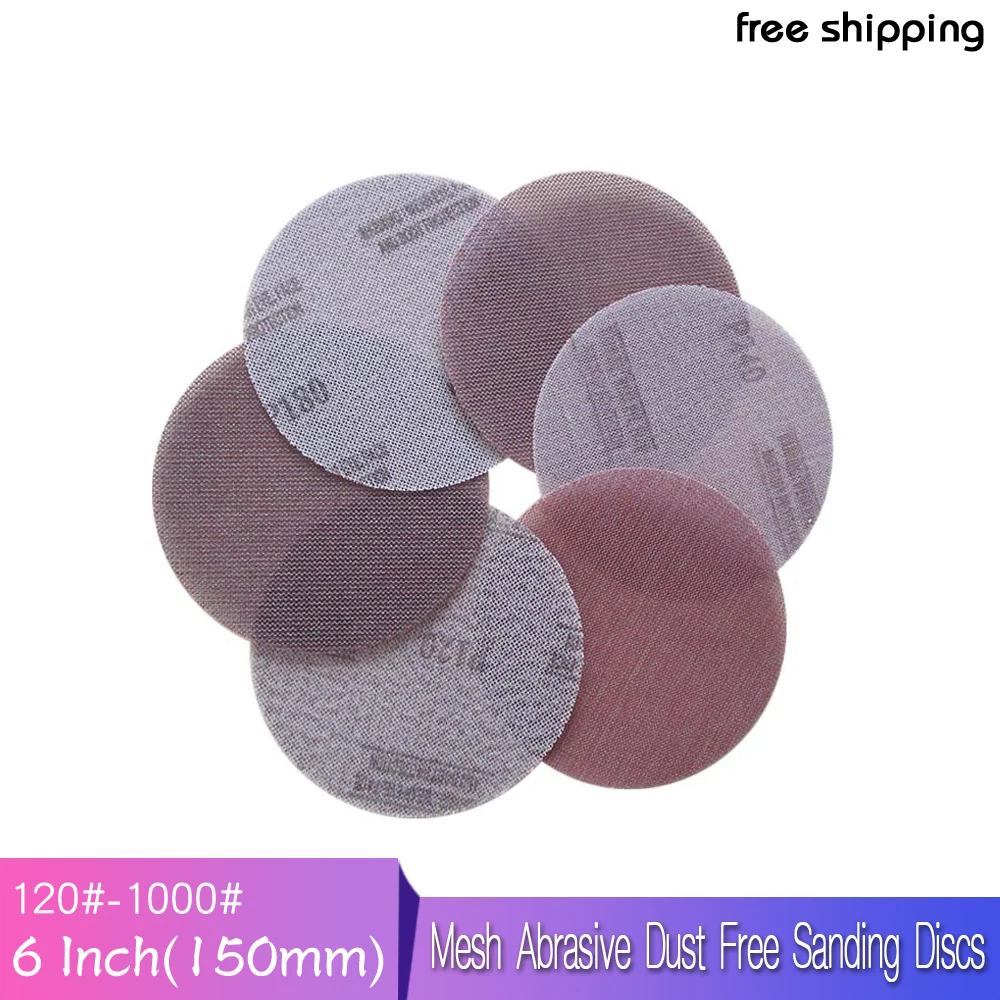 

10Pcs Mesh Abrasive Dust Free Sanding Discs 6 Inch 150mm Anti-blocking Dry Grinding Sandpaper 120 to 1000 Grit