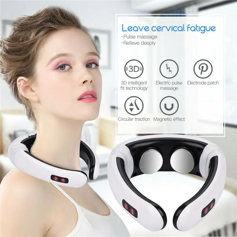 Electric Pulse Back and Neck Massager Far Infrared Heating Pain Relief Health Care Relaxation Tool Intelligent Cervical Massager