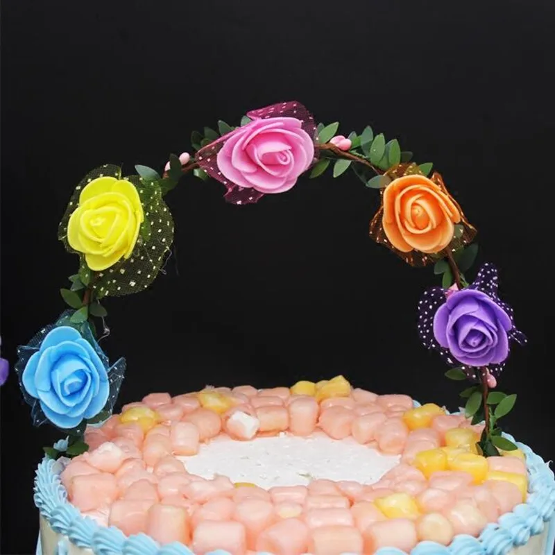 Светодиодный светящийся цветок Гирлянда Арка украшения торта Топпер огни День рождения украшения торта вечерние принадлежности