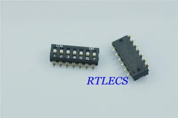 

50pcs Dip Switches SPST 7 Position 2.54mm 0.100" pitch SMD Slide (Standard) Actuator raised Gull Wing 7 Way 24 VDC Straight