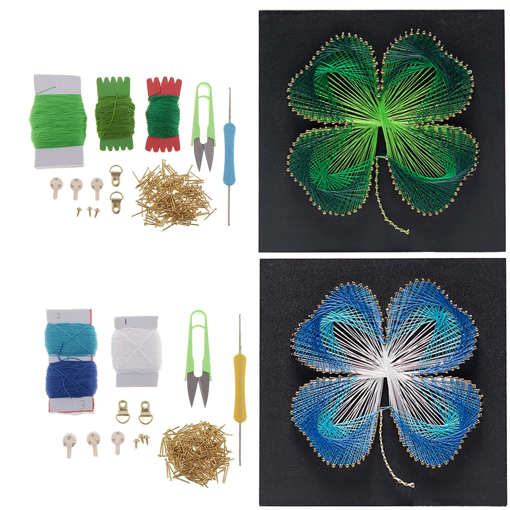 

30x30cm Pin String Art Lucky Flower Leaf DIY Home Handmade Decoration String Art Kits for Adults Kids Arts and Craft
