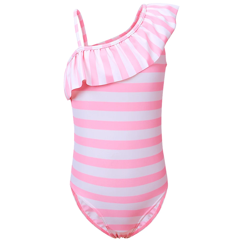 BAOHULU/купальный костюм для девочек, цельный розовый полосатый детский купальный костюм Falbala с защитой от УФ-лучей, купальный костюм для маленьких девочек, купальный костюм, пляжная одежда