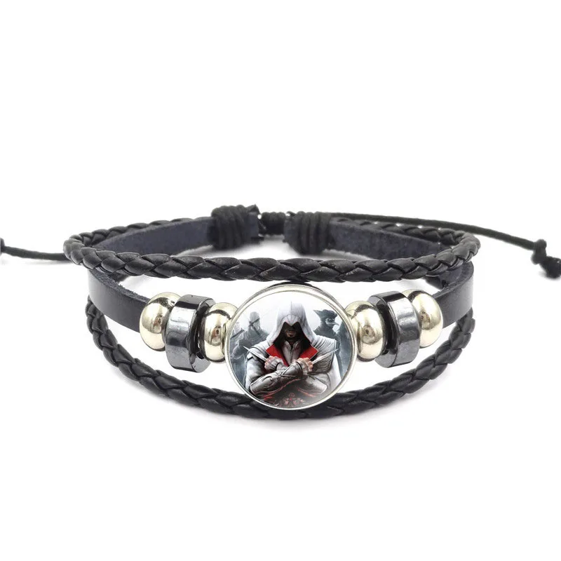 

Assassins Creed Time Gem Bracelet Leather Bangle Lace-up Jewelry Gifts for Children