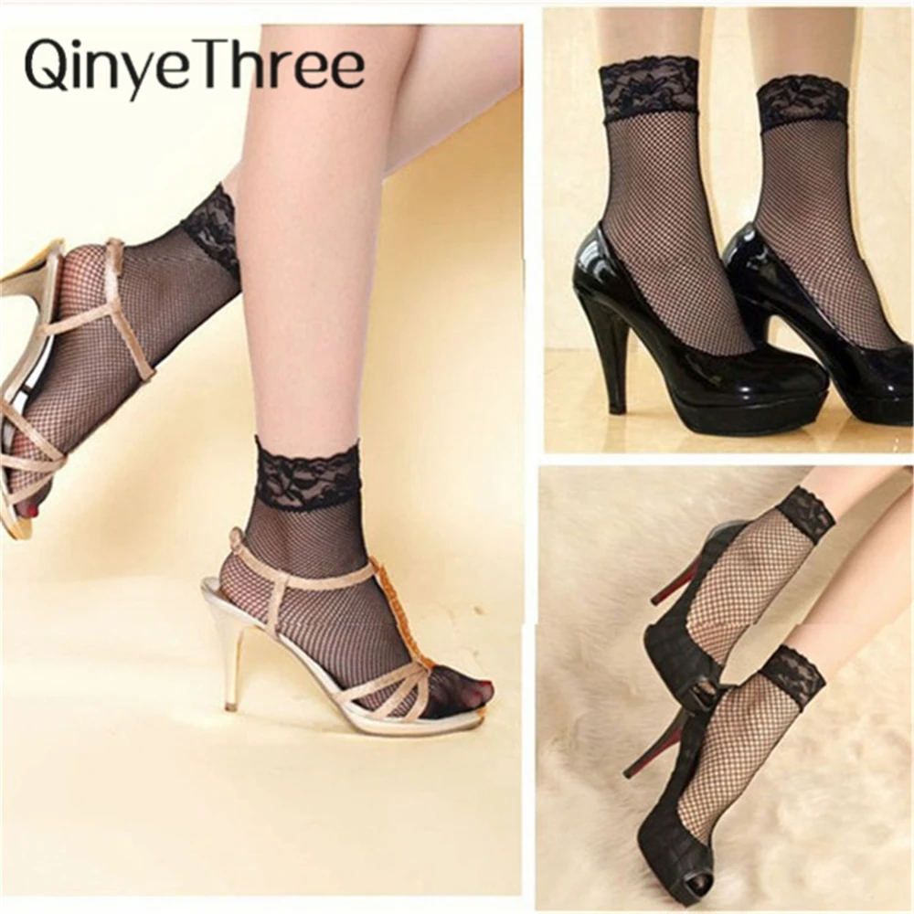

5pairs wholesale women summer sexy mesh silk ultrathin transparent short stockings Lace Fishnet Stockings BLACK
