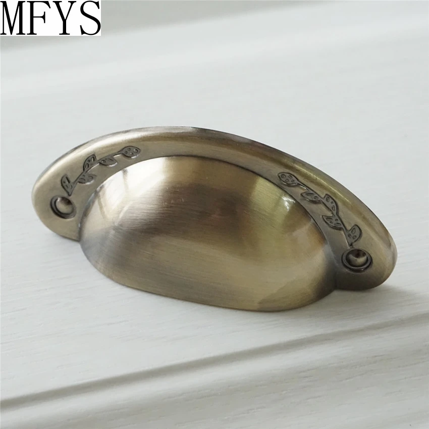 Vintage Style Shell Design Dresser Drawer Handles Knob / Rustic Antique Bronze Retro Kitchen Cabinet Handle Hardware Cupboard