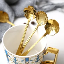 

1Pc Stainless Steel Spoon Small Teaspoon Cute Flower Coffee Spoon Vintage Metal Soup Dessert Ice Cream Spoon Mini Spoon For Kids