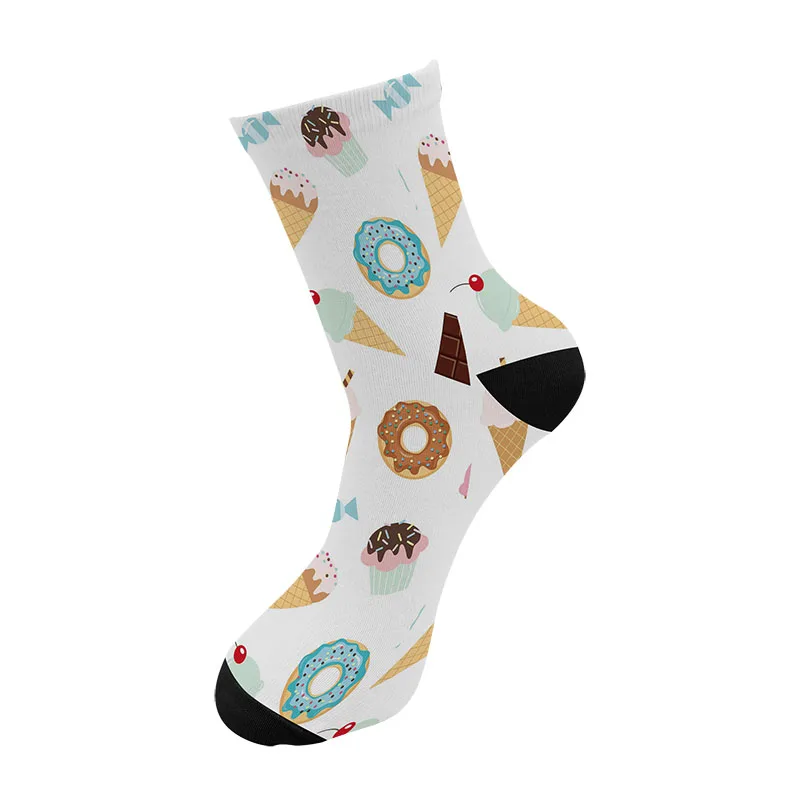 Funny Donut printed Running Socks Women's Men's Street funky Long Sock harajuku Fashion Popular Novelty Socks 8ZWL05