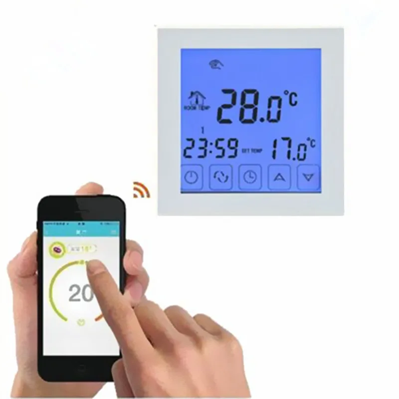 Black/White Smart Thermostat WiFi Android and iOS App Control Weekly