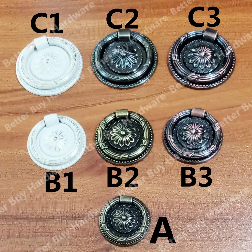 Dia. 38mm/47mm/56mm Ring Style single hole antique brass color knob zinc alloy furniture cabinet antique handle drawer pulls