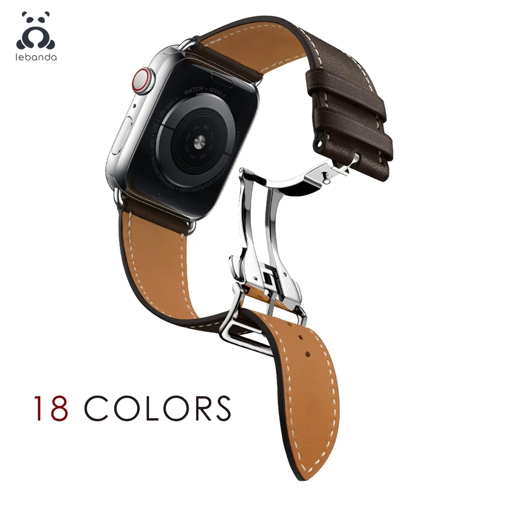 

Leband band for Apple Watch series4 3 2 1 strap for iwatch Swift Leather Single Tour design Deployment Buckle band 38/40/42/44mm