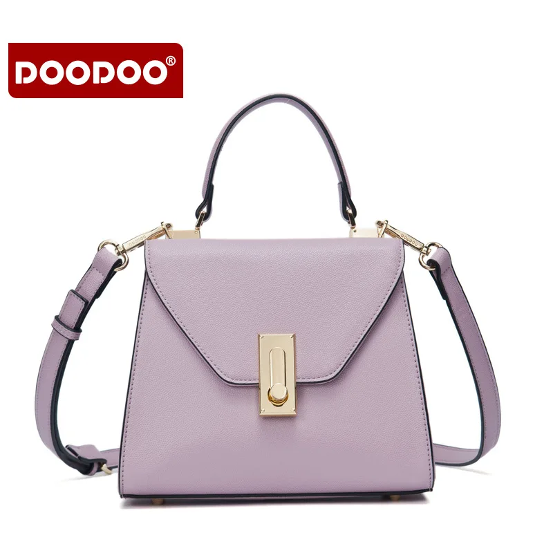 

DOODOO Women Bag Genuine Leather Famous Brand Patent Women Messenger Bags Oil Wax Leather Handbag European Fold Style new T595