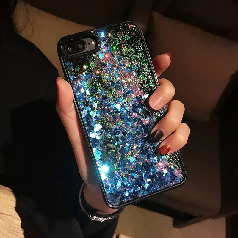 Dynamic Liquid Capinha For iPhone 8 7 Plus X Xr Xs Max Hard PC Quicksand Case 6 6s Plastic Cover iPone Coque Shell |