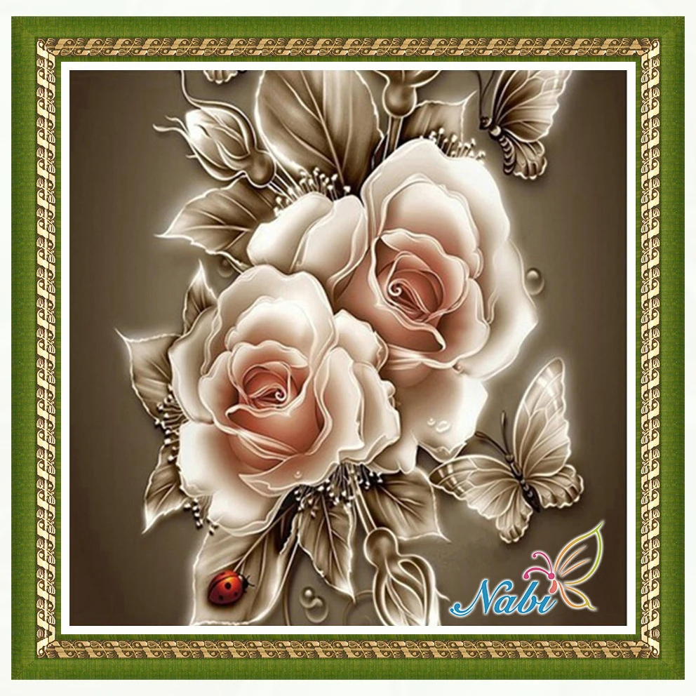 

flowerflower peonies counted 3d diy rhinestone 0174R - Square diamond mosaic painting Diamond embroidery cross stitch