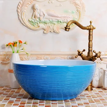 

Fashion art basin wash counter basin mdash . blue and white circle