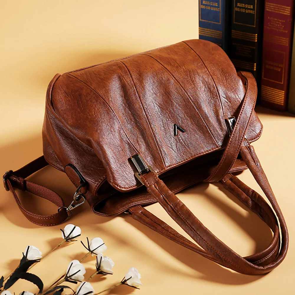 US $21.74 Vintage Three Space Bag Pu Leather Handbags Women Shoulder Bags Designer Handbag High Quality Sac A Main Ladies Hand Bags