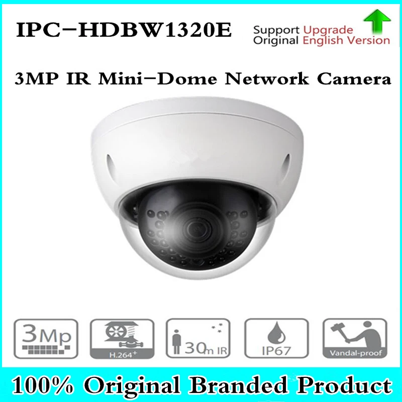 

DH IPC-HDBW1320E with logo original 3MP IR Mini-Dome Network IP Camera CCTV Support IK10 IP67 POE Waterproof Day Night Camera