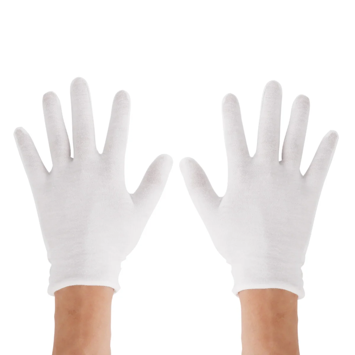 White Reusable Cotton Elastic Working Gloves for Dry Hand Moisturizing Cosmetic Eczema Hand Spa& Coin Jewelry Inspection Props