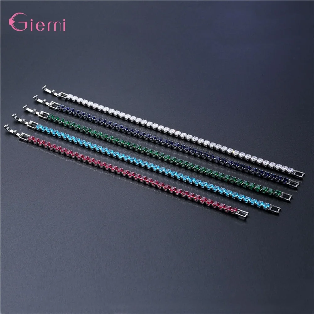 New Fashion Adjustable Tennis Bracelets For Women Shiny Crystal Silver Color Chain Bangle and Bracelet Jewelry Gift