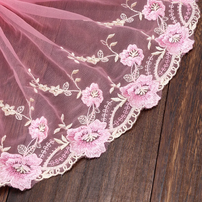2 метра красочная эластичная кружевная ткань стрейч кружевная отделка эластичный DIY ремесло для шитья вышитая кружевная отделка для одежды 15-22 см Ширина - Цвет: pink peony