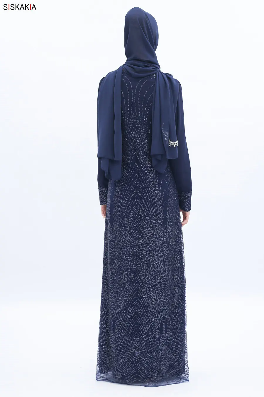 Siskakia роскошь высокого класса сетка Hox fix Rhinestone женское длинное платье трапециевидной формы высокая плотность шифон подкладка Дубайский