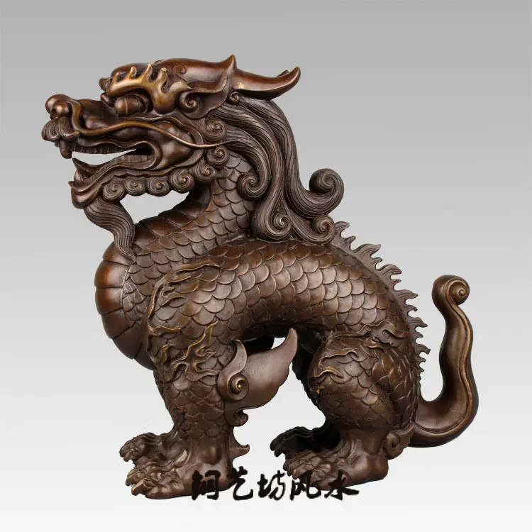 

@@ China Fengshui Kylin Foo Dog Guardian Home Far From Evil Bronze Statue