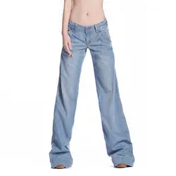 Винтажные женские элегантные широкие расклешенные джинсы для женщин с высокой талией женские красивые модные джинсы полномерная прямая
