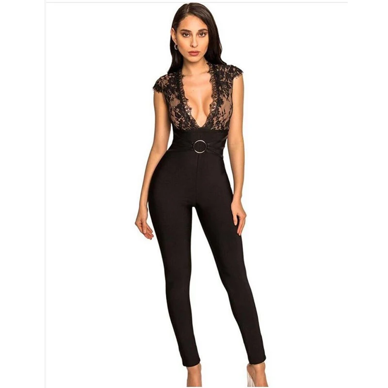 Summer Sexy Deep V Neck Patchwork Lace Bodysuits Full Length Women Bandage Bodysuits Celebrity Party Club Sexy Bodycon Vestido Summer Sexy Deep V Neck Patchwork Lace Bodysuits Full Length Women Bandage Bodysuits Celebrity Party Club Sexy Bodycon Vestido