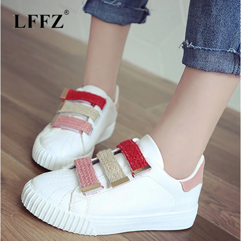 

Lzzf 2018 Korean Fashion Casual Spring Leather Womens Flat Platform Shoes White Woman Sneakers Soft Solid Tenis Zapatos Mujer