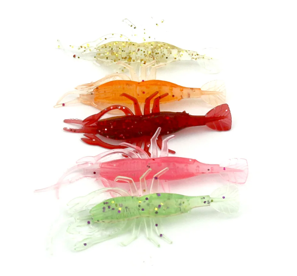 Soft Shrimp Fishing Lure for fish 3.6g/8cm Plastic Soft Swim Bait 25pcs