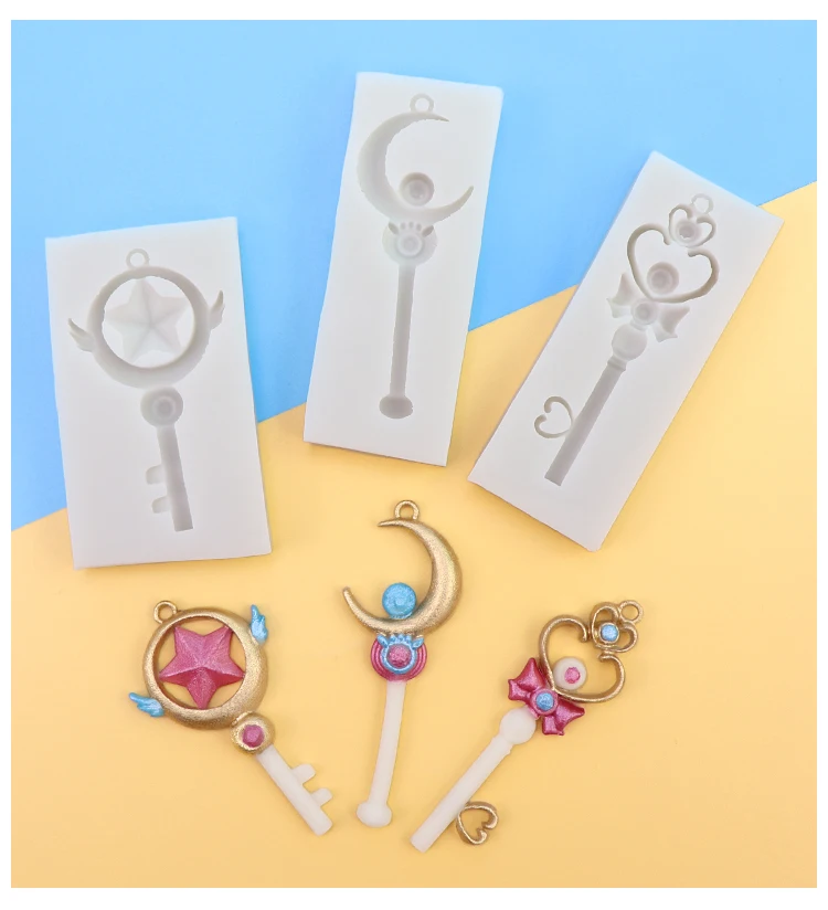 

3Pcs Mini Magic Wand Crown Mold Silicone Moon Star Heart Fondant Molds Cake Mould Tools Candy Chocolate Confeitaria