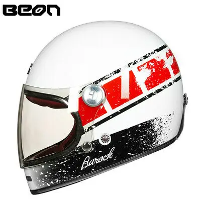BEON шлем Полнолицевой Carbonfiber шлем для мотокросса винтажный полностью покрытый мотоциклетный скутер автоцикл Ретро Сверхлегкий ECE - Цвет: as show