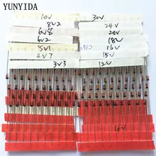 1/2w 0.5w zener diodo 3.3-30v 14 valores * 10 peças = 140 peças jogo de sortimento eletrônico novo kit diy