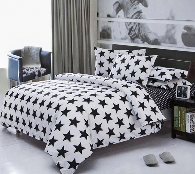 Us 32 99 Black And White Stars 3 4pcs Bedding Set Twin Full Queen King Size Bedroom Set Duvet Cover Bed Sheets Set Bed Linings In Bedding Sets From