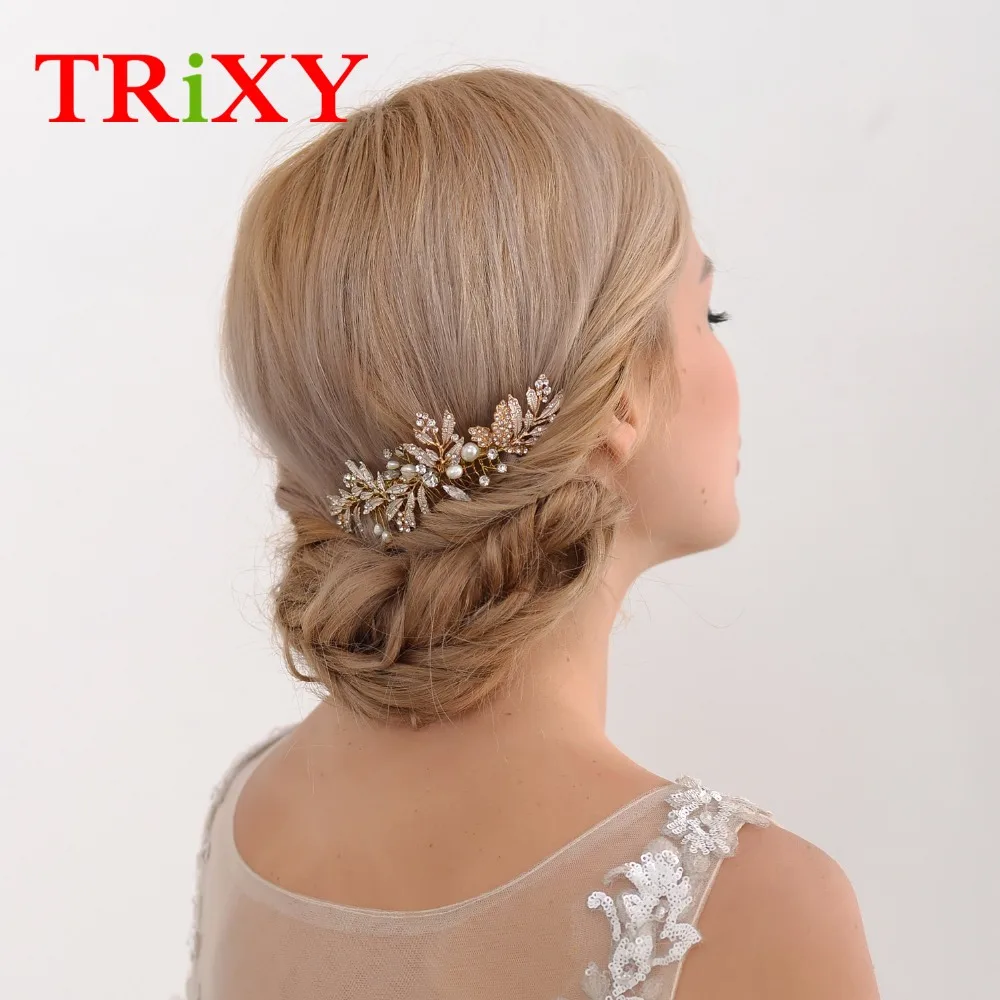 

TRiXY H14 Rhinestone Pearls Wedding Hair Accessory Bridal Headwear Pearls Beaded Hair Comb Hair Accessory Fast Delivery