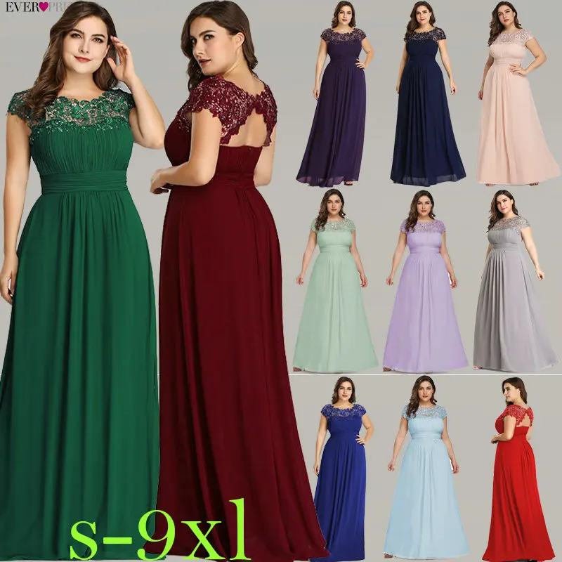 US $48.45 Long Prom Dresses Ever Pretty Ep09993 2020 Dark Green Plus Size Lace Appliques ONeck ALine Navy Blue Ladies Formal Party Dress