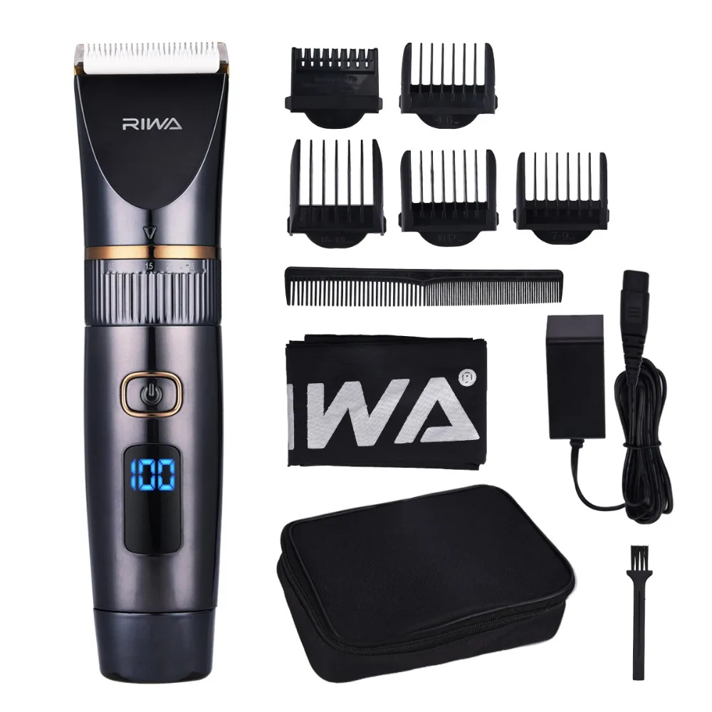 Economici Professionale Impermeabile Trimmer Capelli Macchina di Taglio Taglio di Capelli Attrezzi strigliatura e tolettatura degli Uomini Display A LED A Basso Rumore Tagliatore di Titanio Lama di Ceramica