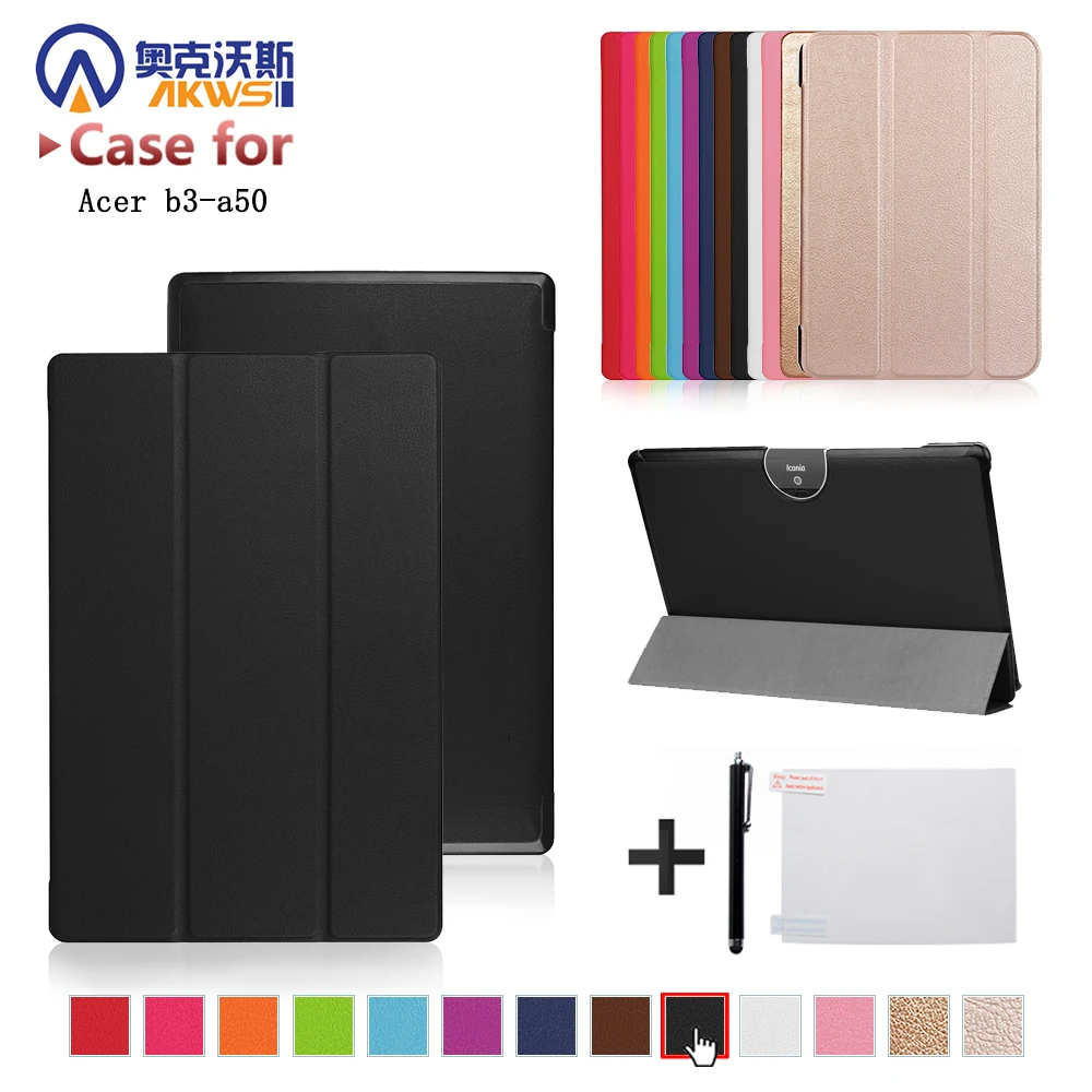 

For Acer Iconia Tab 10 A3-A50 One 10 A3-A50 10.1 inch Tablet Ultra Slim Magnetic 3 Fold Stand PU Leather Cover Protective Case