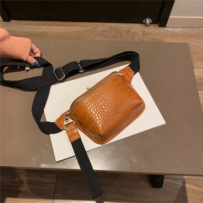 Модная поясная сумка из кожи аллигатора, нагрудная сумка из крокодиловой кожи для женщин, поясная сумка из искусственной кожи с карманом для путешествий, маленькая сумка через плечо - Цвет: Оранжевый