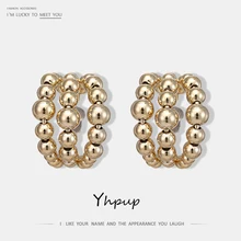 Yhpup модные высококачественные серьги-гвоздики с медными бусинами, индивидуальные серьги из серебра S925 пробы, женские вечерние ювелирные изделия, Новинка