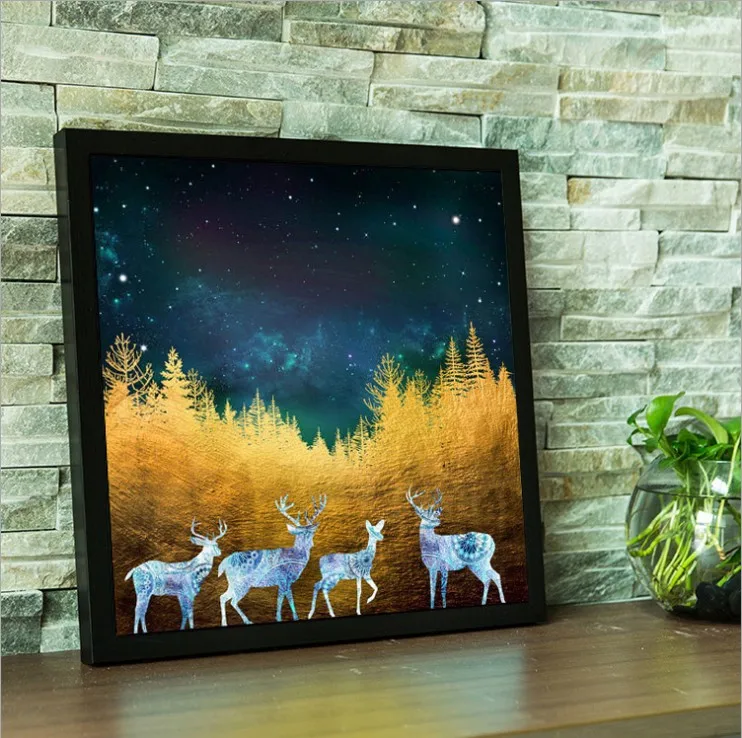 5D DIY Diamonds Diamond Embroidery Flower Elk Forest Embroidered Cross stitch Home Decoration Gift Night Time Wall Stickers | Дом и сад
