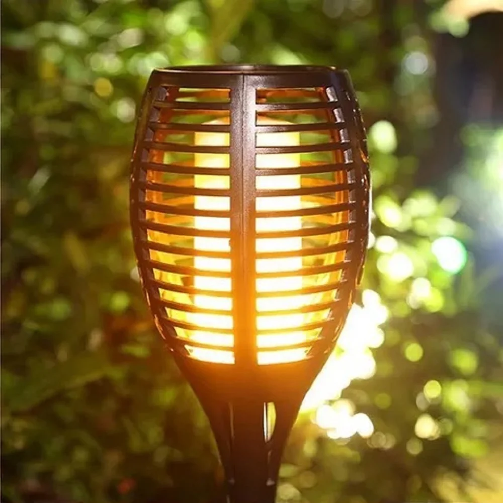 ANBLUB LED Solar Flame Light Retro Streetlight Outdoor Waterproof Fire Flame Flicker Touch Lawn