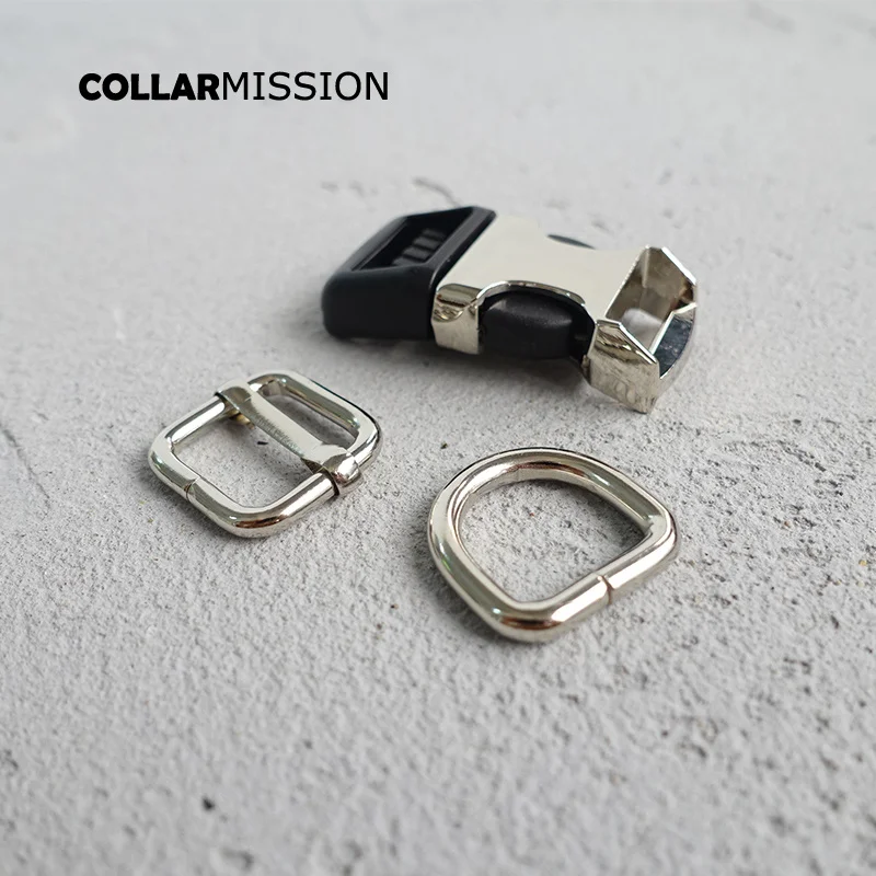 

20sets/lot (metal buckle+adjust buckle+D ring/set) safety DIY dog collar pet accessory 15mm environmental durable plated buckle