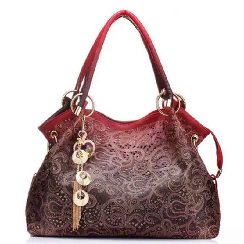 

Hot Brand 2017 Women Shoulder Bags Beautiful Women Handbag Fashion Printing Flowers Bag Luxury Brand Hollow Out Women Hnadbags