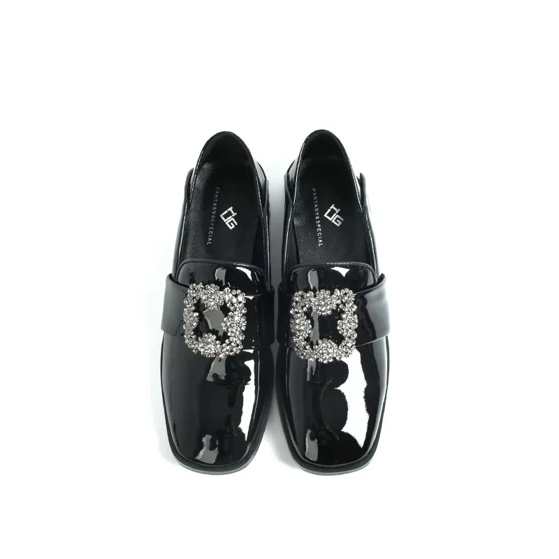 Britannique Rond Pour Cuir Femme pourpre Chaussures En Verni Les Plate Strass Ugi Vintage forme Noir Pu Chaussure 2018 Appartements Printemps Femmes ZY1q1Fnw6