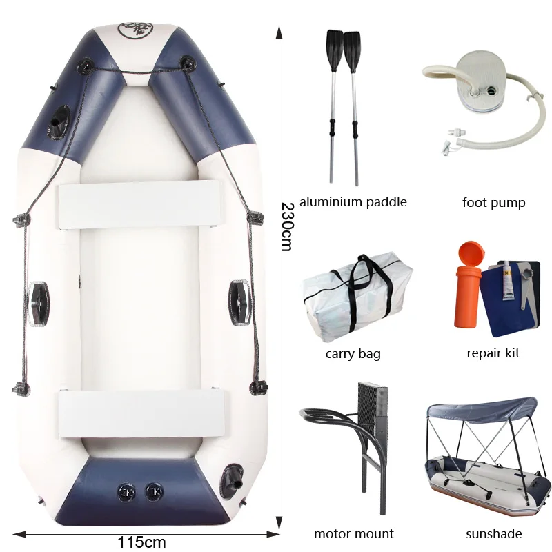 Открытый надувной 3 пресон надувная лодка рыбацкая лодка 230*115*30 см DWF пол алюминиевое весло ручной насос ремонтный комплект лодка плот - Цвет: SET D