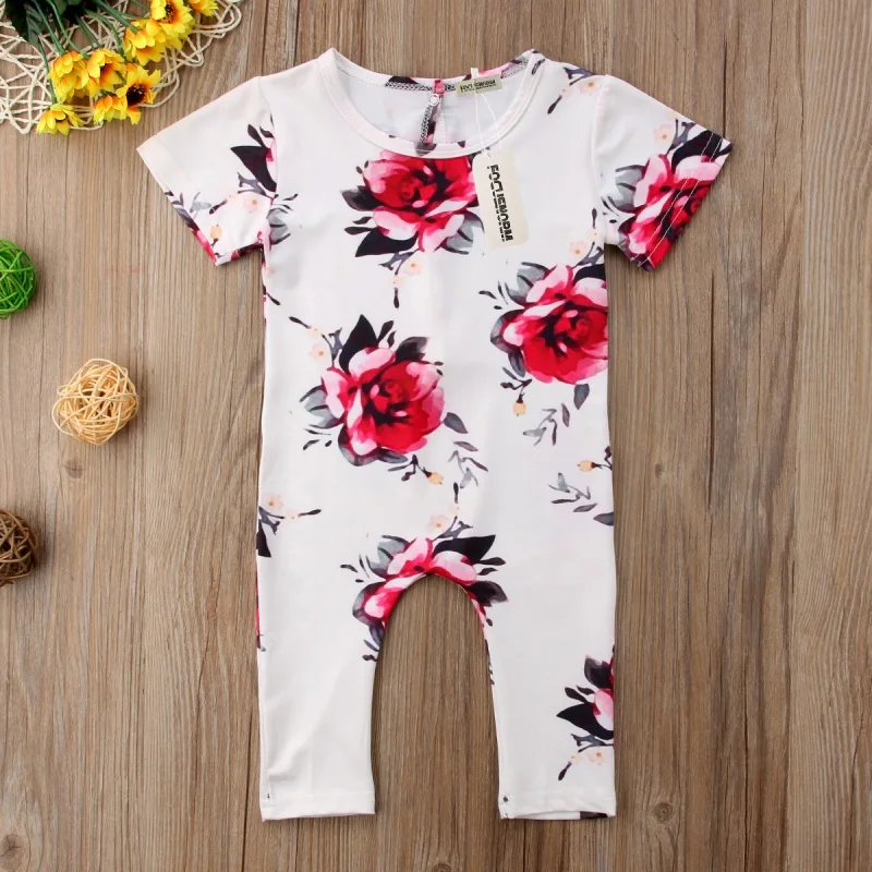 Newborn Infant Kids Baby Girls Floral Romper Jumpsuit Clothes Outfits