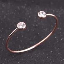 Newest European Rose Gold & Silver Color Adjustable Cuff Open Bangle for Women Expandable Wire Copper Bangles Bracelet Jewelry