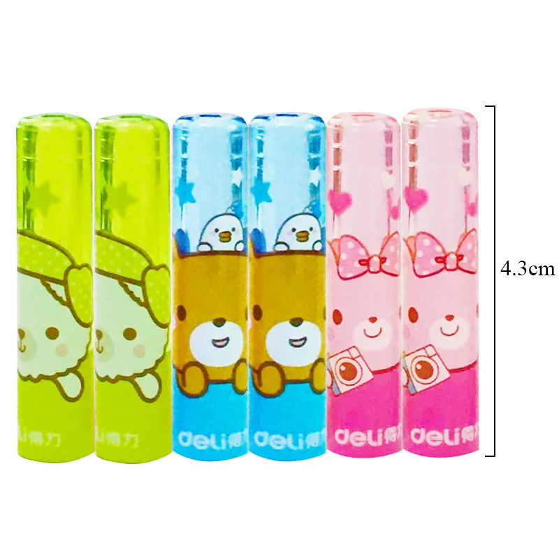

Deli 6 pcs/lot Creative Kawaii Pencil Cap Cartoon Pig Bear Topper For Pen Kids Gift Korean Stationery Chancery Material Escolar